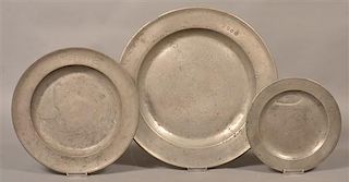 Three Pieces of Antique Continental Pewter.