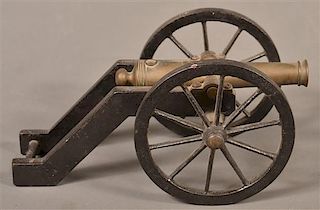 Vintage Cast Iron and Brass Miniature Cannon.