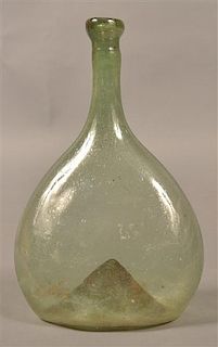 Early Blown Emerald Green Glass Bottle.