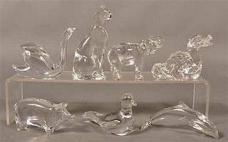 Seven Various Baccarat Crystal Animal Figures.