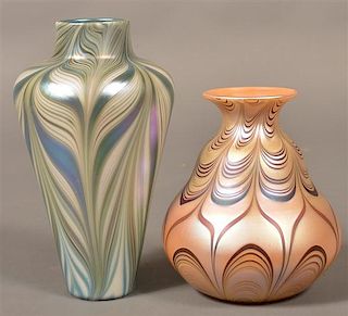 2  Art Glass Vases "Lundberg Studios, 1976".
