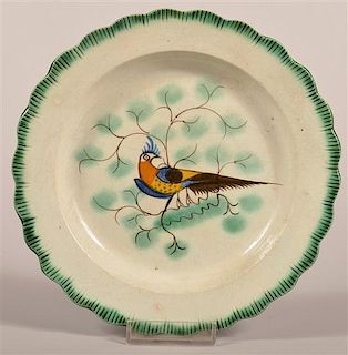 Leeds Green Peafowl Decorated  Plate.