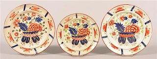 3 Gaudy Dutch China War Bonnet Pattern Plates.