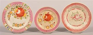 3 Queens and Kings Rose Soft Paste China Plates.