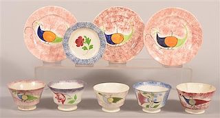 Lot of Nine Various Pieces of Spatterware China.