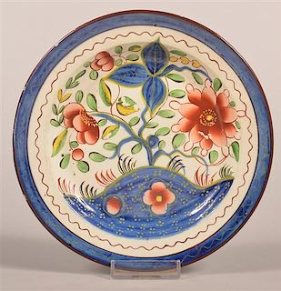 Gaudy Dutch Soft Paste China Sunflower Pattern  Plate.