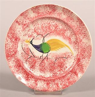 Red Spatter Peafowl Pattern  Plate.