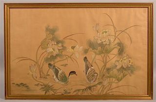 Large Vintage Japanese Painting on Silk.