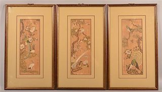 3 Signed Japanese Paintings on Rice Paper.