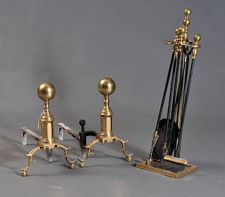 Federal Style Ball Top Andirons