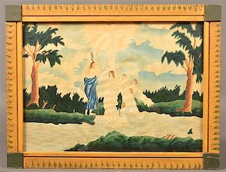 19th Cent. Religious Scene Watercolor Painting.