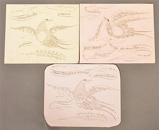 Three 19th Century Calligraphy Reward Drawings.