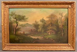 19th Century Continental Oil on Canvas Painting.