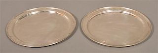 2 Old Newbury Crafters Sterling Circular Trays.