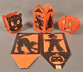 Four Various Halloween Cardboard Lanterns.
