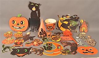 Group of Lithograph Cardboard Halloween Decorations.