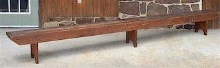 PA 19th Century Softwood Mortised Leg Bench.