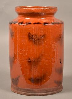 PA 19th Century Mottle Glazed Redware  Jar.