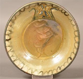 Stahl Redware Bowl with Tulip Decoration.