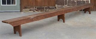 PA 19th Century Softwood Mortised Leg Bench.