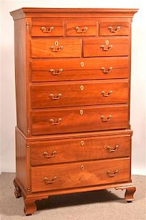 PA Chippendale Walnut Chest on Chest.