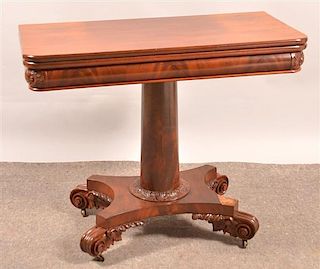 Federal Mahg. Carved Swivel Top Game Table.