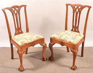 Pair of Chippendale Style Mahogany Sidechairs.