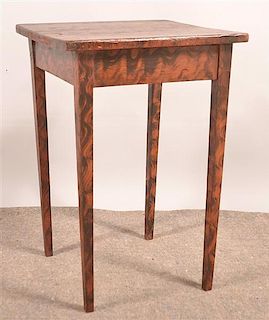 Comb Grain Paint Decorated Tapered Leg Stand.