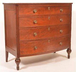 Federal Cherry Bow-front Chest of drawers.