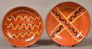 2 Breininger Pottery 1970 Slip Decorated Plates.