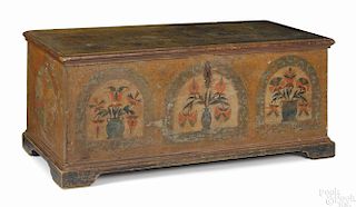 Lebanon County, Pennsylvania painted pine dower chest, late 18th c., attributed to Johann Rank