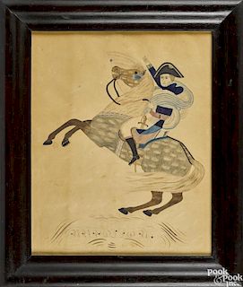 Calligraphy and watercolor of Napoleon, late 19th c., 16'' x 13''.