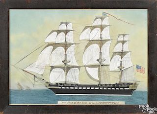 Mixed media picture of the American Ship of the line Frigate CONSTITUTION., late 19th c.
