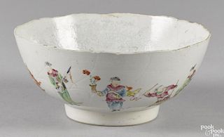 Chinese export porcelain bowl, ca. 1800, with figural decoration, 4 1/2'' h., 10 1/4'' dia.