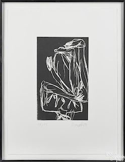 George Baselitz (German, b. 1938), abstract etching of female form, signed lower right, dated 95