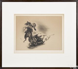 Yasuo Kuniyoshi (Japanese/American 1893-1953), lithograph, titled Bullfight, signed lower right