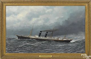 Antonio Jacobsen (American 1850-1921), oil on board of the American steam ship Philadelphia