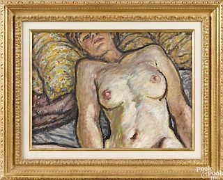 Harold Weston (American 1894-1972), oil on canvas female nude, initialed upper right