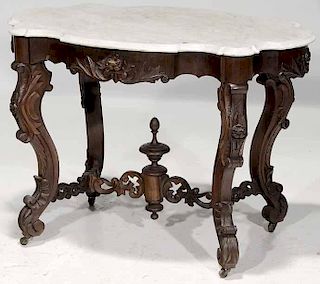 Victorian Carved Walnut and Marble