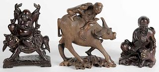 Three Asian Carved Hardwood Figures