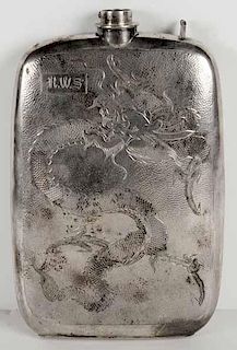Chinese Export Silver Flask