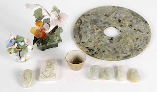 Ten Pieces Chinese Carved Hardstone