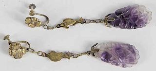Pair Amethyst and Silver Ear Clips