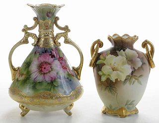 Two Hand-Painted Nippon Vases