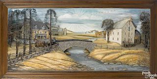 Abner Zook (Pennsylvania 1921-2010), mixed media diorama of a country scene with a farm