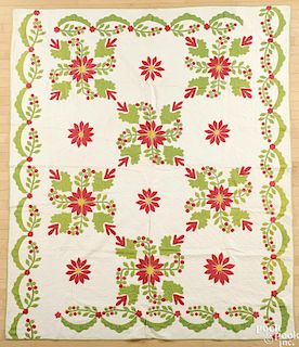 Appliqué whig rose variant quilt, late 19th c., 73'' x 88''.