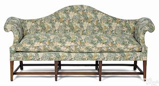 Hepplewhite mahogany camelback sofa, ca. 1790, 43'' h., 92'' w.