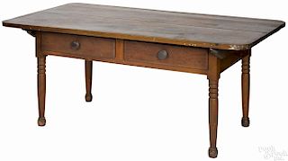 Pennsylvania Sheraton walnut tavern table, ca. 1820, 27 1/2'' h., 65 1/2'' w.