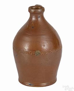Albany, New York stoneware jug, dated 1809, impressed Paul Cushman's Stoneware Factory