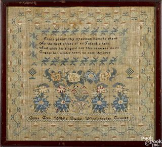 Two New York silk on linen samplers, early 19th c., wrought by Delia Dick, White Plains